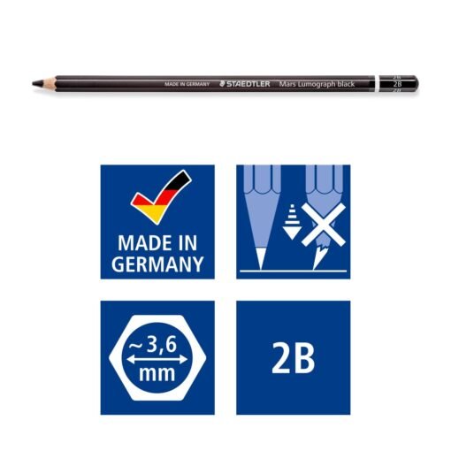 STAEDTLER Mars Lumograph BLACK Artists Pencils 100B - Image 2