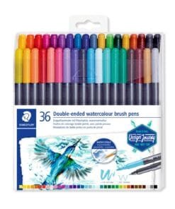 STAEDTLER Fibre tip pen (water soluble) 2 tips 36 clrs wallet pack