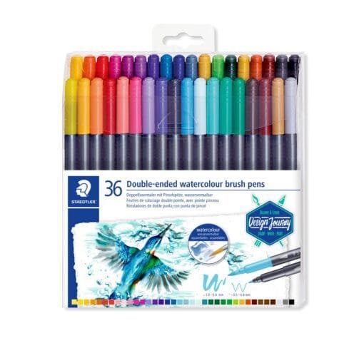 STAEDTLER Fibre tip pen (water soluble) 2 tips 36 clrs wallet pack
