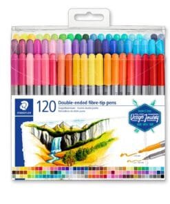 STAEDTLER Fibre tip marker pen 2 tips 120 clrs wallet pack