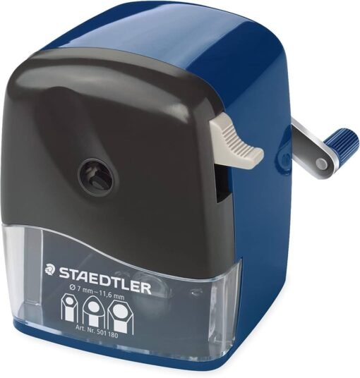 STAEDTLER Mars 501 180 Rotary Sharpener for Round, Triangular, Hexagonal Prisma Color , Pencils, Classic Manual Pencil Sharpener, Desk clamp