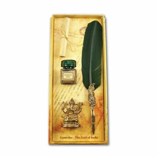 GANESHA Antique Dip Feather Pen Set - With Ink Dip Pen - Image 3