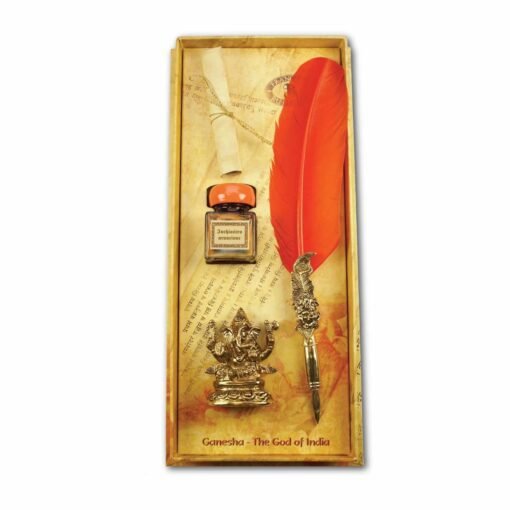 GANESHA Antique Dip Feather Pen Set - With Ink Dip Pen - Image 4