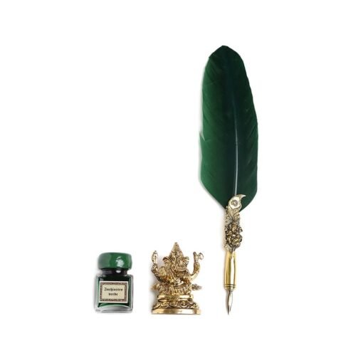 GANESHA Antique Dip Feather Pen Set - With Ink Dip Pen - Image 2