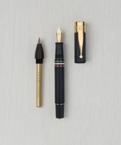 GIOIA  Partenope Black Fountain Pen – Black Resin, Gold Trim