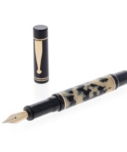 GIOIA Alleria Tramonto Fountain Pen – Black Resin, Gold Trim