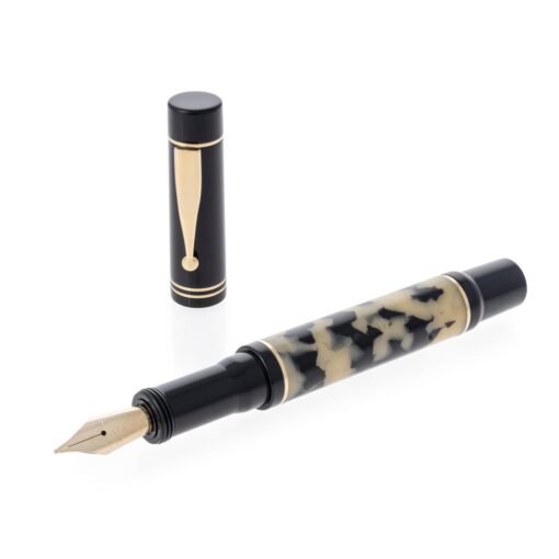 GIOIA Alleria Tramonto Fountain Pen – Black Resin, Gold Trim