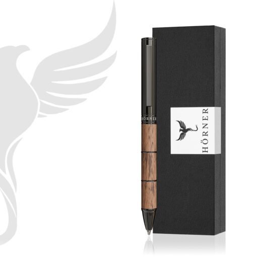 HORNER Obscurus Wooden Ballpoint Pen: Walnut Wood Barrel, Polished Metal Accents - Image 4