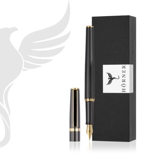 HORNER Vectrum Pen Series: Fountain, Rollerball, and Ballpoint Pens with Ribbed Brass Barrel and Gold-Plated Accents - Image 7