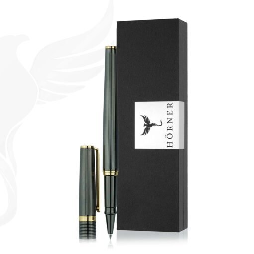 HORNER Vectrum Pen Series: Fountain, Rollerball, and Ballpoint Pens with Ribbed Brass Barrel and Gold-Plated Accents - Image 6