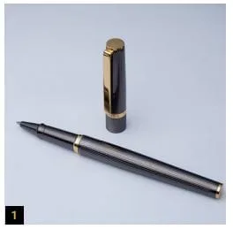 HORNER Vectrum Pen Series: Fountain, Rollerball, and Ballpoint Pens with Ribbed Brass Barrel and Gold-Plated Accents - Image 4