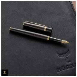 HORNER Vectrum Pen Series: Fountain, Rollerball, and Ballpoint Pens with Ribbed Brass Barrel and Gold-Plated Accents - Image 2