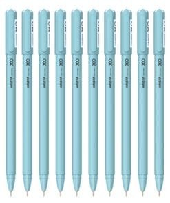 Hauser XO 0.6mm Ball Pen Blister Pack,Sleek Body & Minimalistic Design,Matt Finish & Solid Body Type,Low Viscosity Ink With Ultra Durable Tip,Blue Ink, Pack of 10 Pens