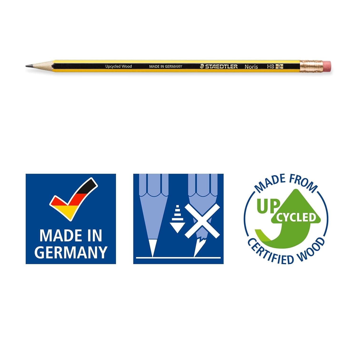 Staedtler Noris 122 Pencil With Eraser|Pack Of 12|Black - Image 5