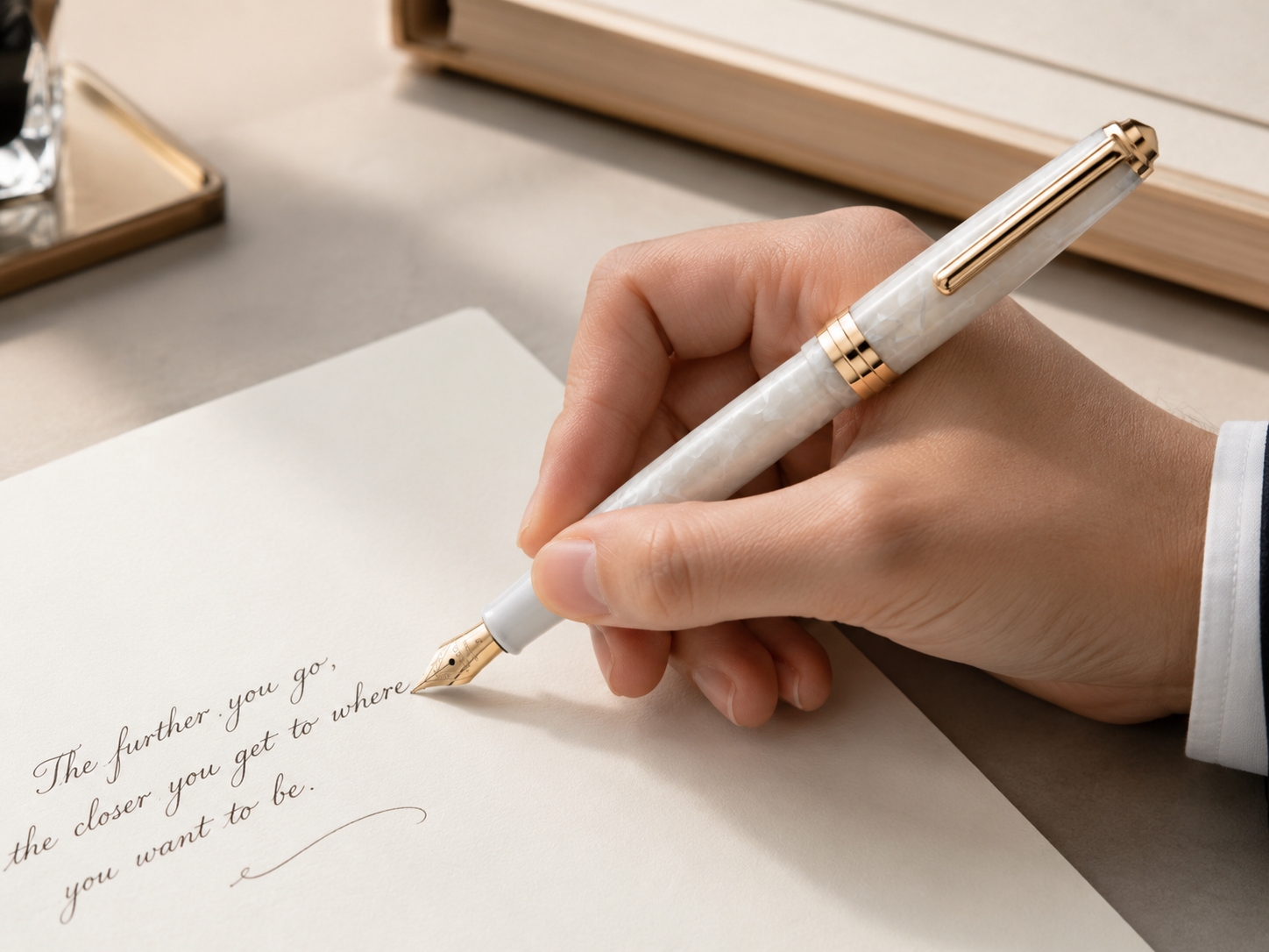 Click Falcon Premium Acrylic Fountain Pen Polar White