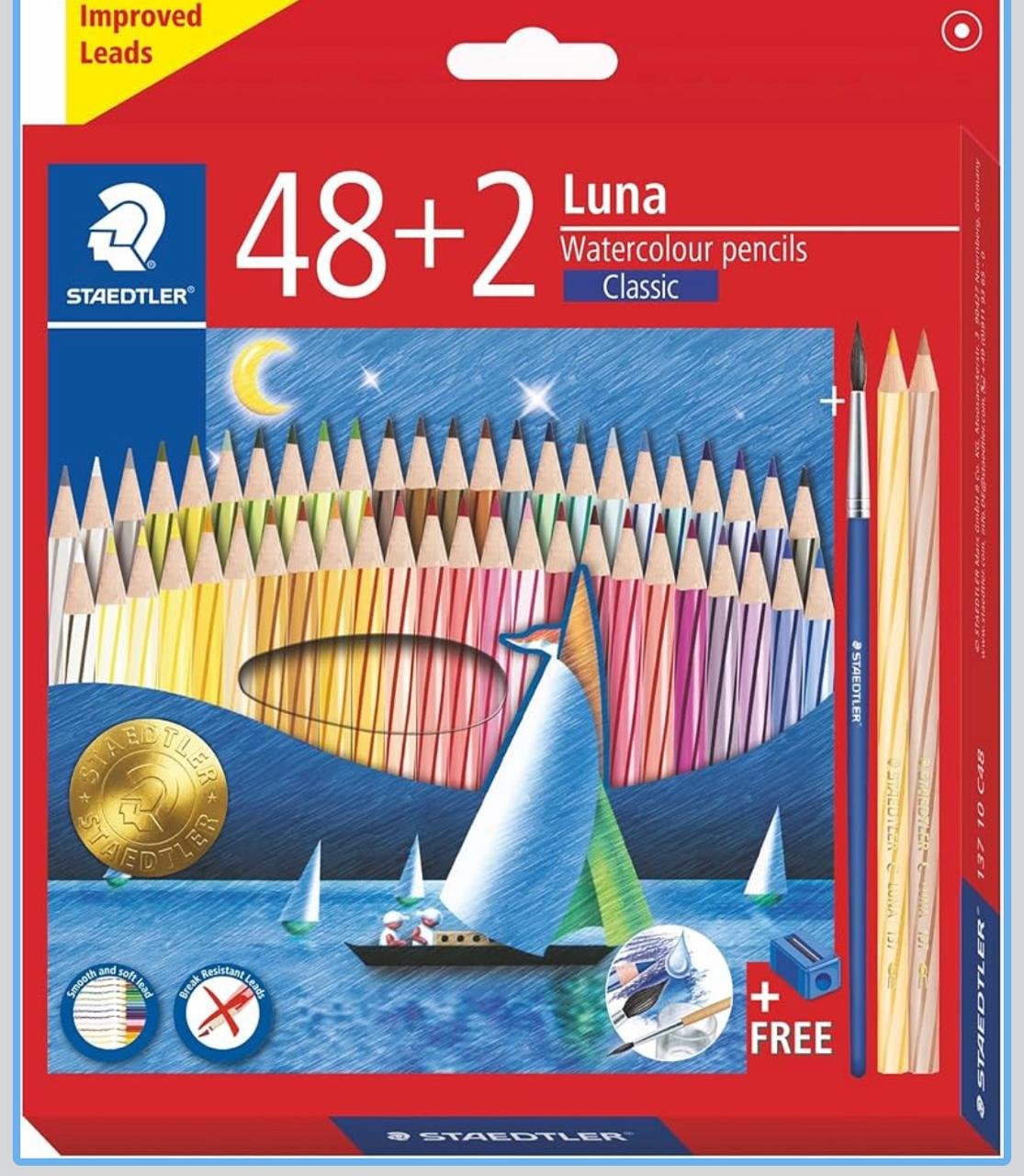 STAEDTLER Luna Classic Watercolour Pencil Pack of 48+2 Colour Pencils With Gift
