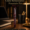 Click Renaissance Fountain Pen with Steel Nib, Converter & Cartridge Filling- Ruby Red