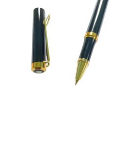 Hero Fountain Pen, Model No. 9365, Metal Body with Gold Trim and Clip, Premium Glossy Metallic Finish, Fine Nib Ink Pen, Refillable Ink Converter, Includes 6 Cartridges (Black)