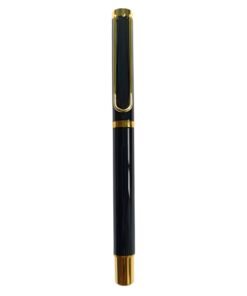 Hero Fountain Pen, Model No. 9365, Metal Body with Gold Trim and Clip, Premium Glossy Metallic Finish, Fine Nib Ink Pen, Refillable Ink Converter, Includes 6 Cartridges (Black)