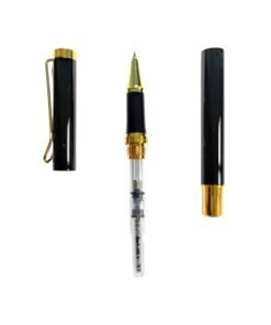 Hero Fountain Pen, Model No. 9365, Metal Body with Gold Trim and Clip, Premium Glossy Metallic Finish, Fine Nib Ink Pen, Refillable Ink Converter, Includes 6 Cartridges (Black)