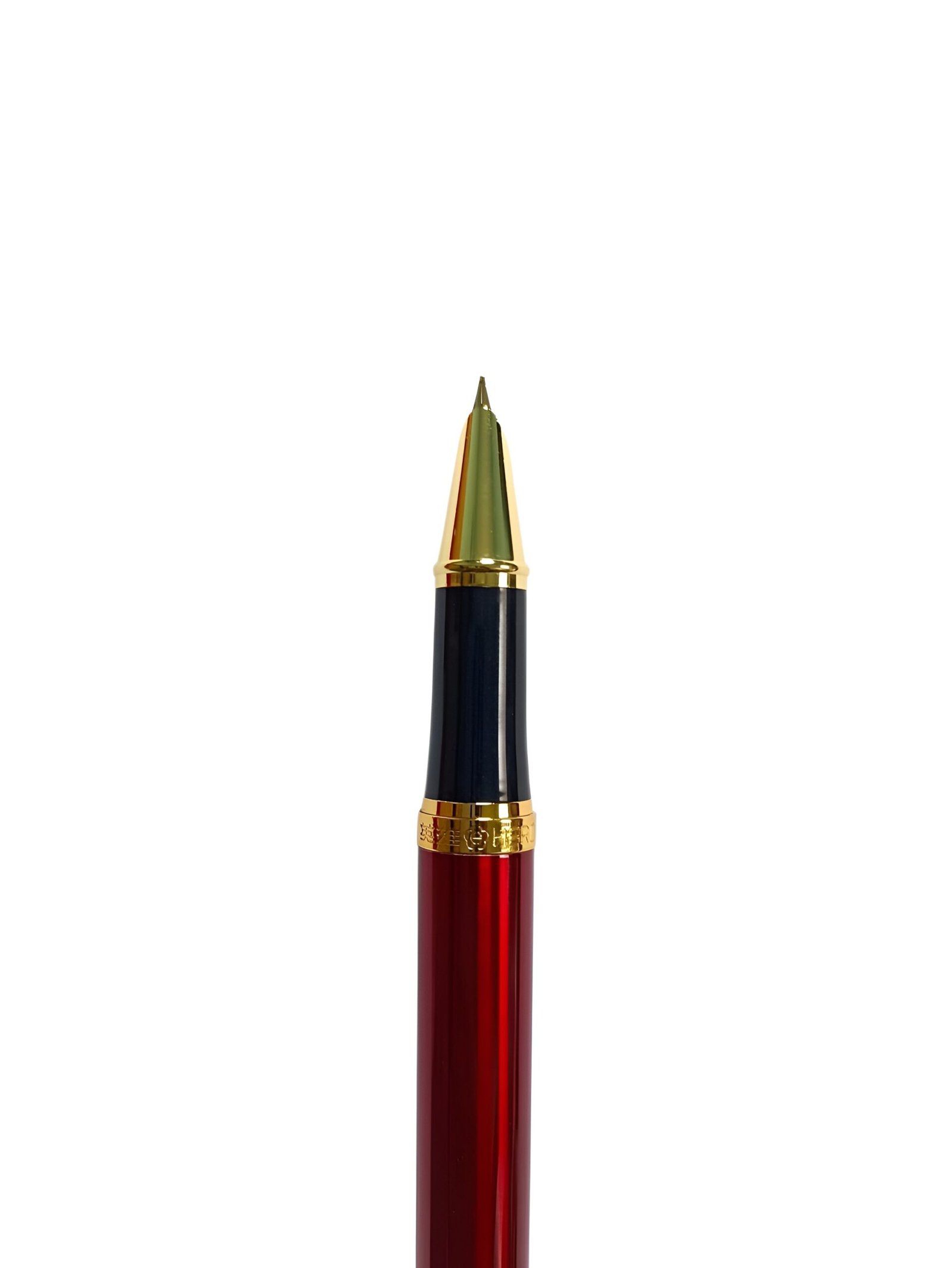 Hero Fountain Pen, Model No. 9365, Metal Body with Gold Trim and Clip, Premium Glossy Metallic Finish, Fine Nib Ink Pen, Refillable Ink Converter, Includes 6 Cartridges (Black)
