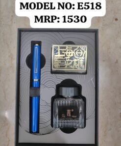 Hero Pen Original Fountain Pen E518 compact Gift Pen Set | Extra Fine Nib Fountain Pen with Refillable Ink Bottle for Smooth Writing | Premium Matte Blue Pen | Ideal for Students,Doctors & Gifting