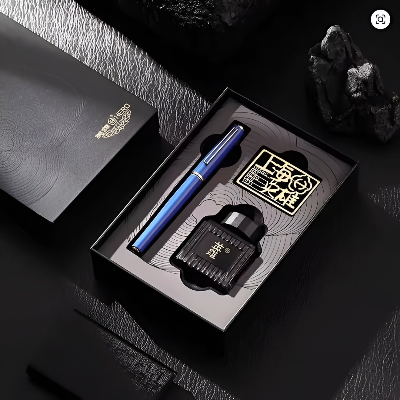 Hero Pen Original Fountain Pen E518 compact Gift Pen Set | Extra Fine Nib Fountain Pen with Refillable Ink Bottle for Smooth Writing | Premium Matte Blue Pen | Ideal for Students,Doctors & Gifting