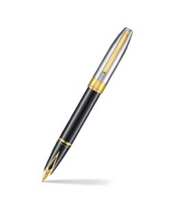 Sheaffer Legacy 9065 Glossy Black and Chrome Bi-color Fountain Pen with 14K PVD Gold-Plated, Stainless Steel Inlaid Nib and Trims