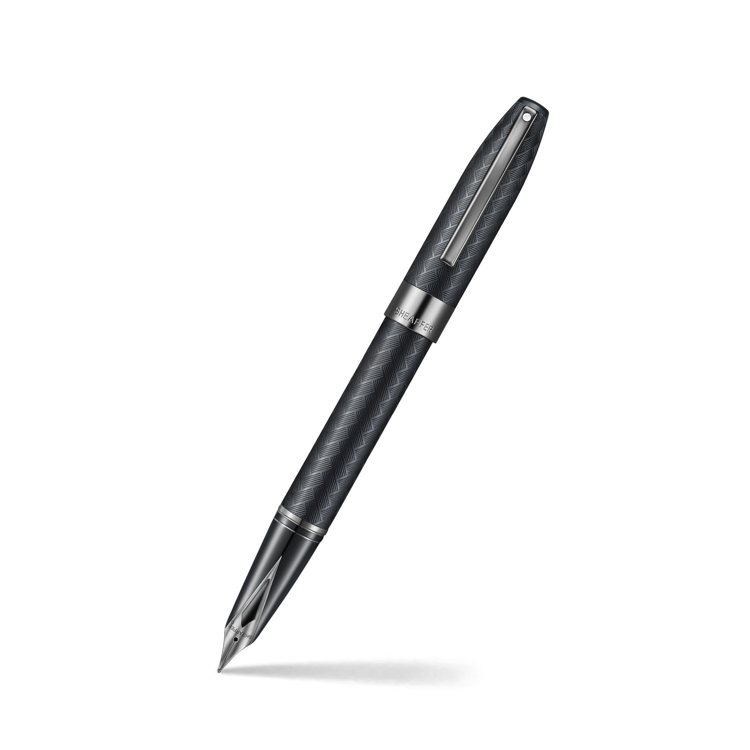 Sheaffer-Legacy-Chevron-9066-Matte-Black-Fountain-Pen-with-PVD-Gunmetal-Inlaid-Nib-and-Trims-Medium only at Penshelf