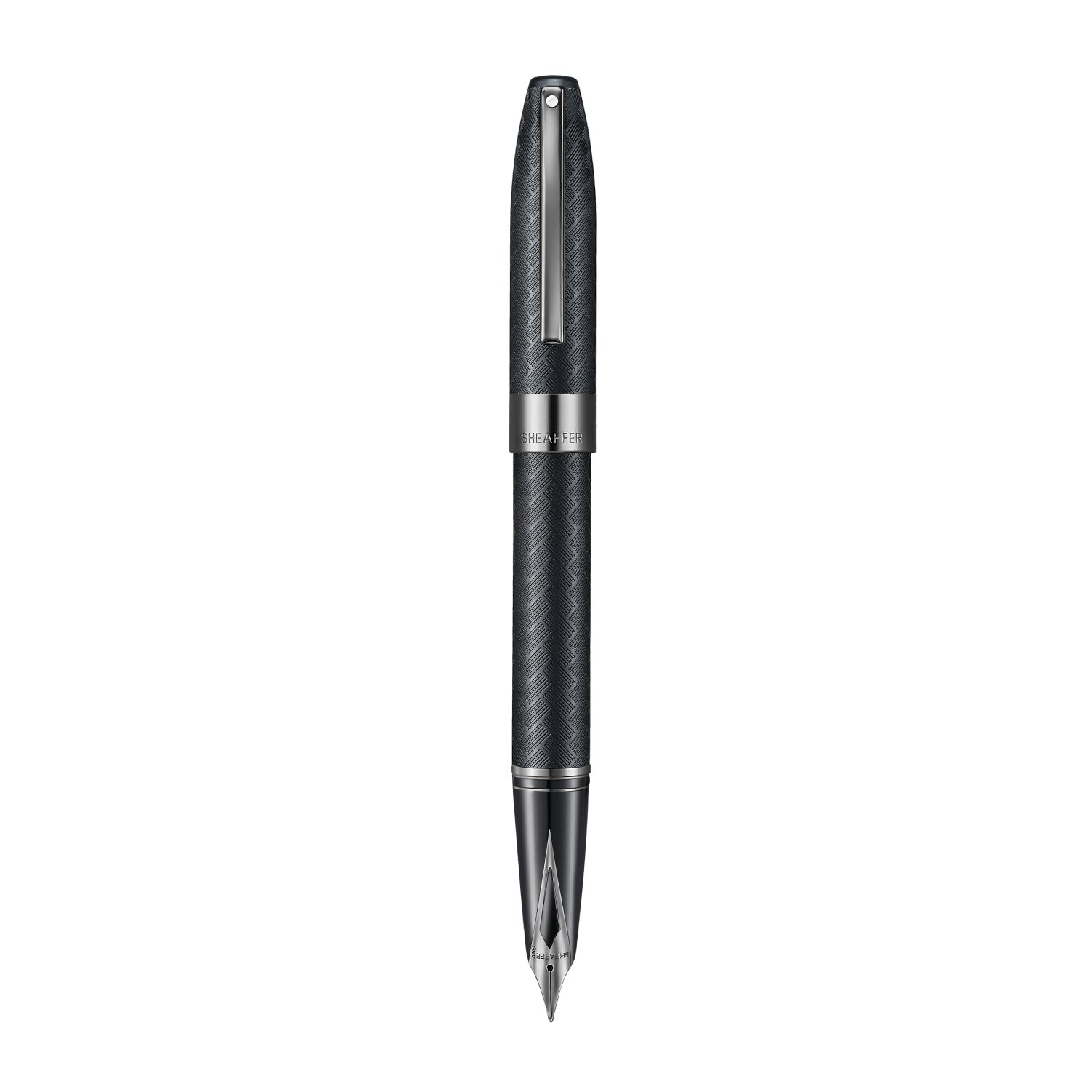 Sheaffer-Legacy-Chevron-9066-Matte-Black-Fountain-Pen-with-PVD-Gunmetal-Inlaid-Nib-and-Trims-Medium only at Penshelf