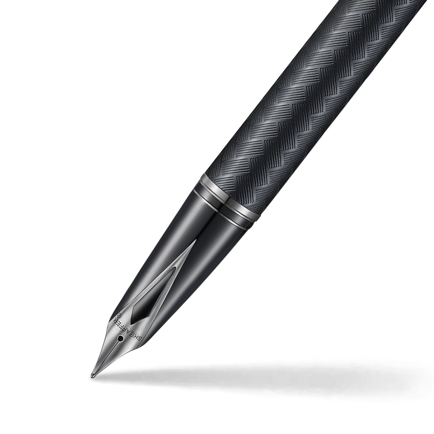 Sheaffer-Legacy-Chevron-9066-Matte-Black-Fountain-Pen-with-PVD-Gunmetal-Inlaid-Nib-and-Trims-Medium only at Penshelf