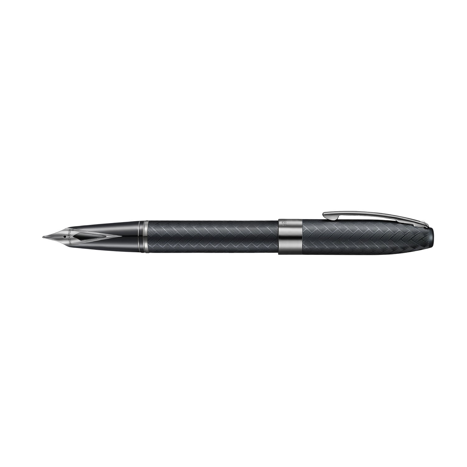 Sheaffer-Legacy-Chevron-9066-Matte-Black-Fountain-Pen-with-PVD-Gunmetal-Inlaid-Nib-and-Trims-Medium only at Penshelf