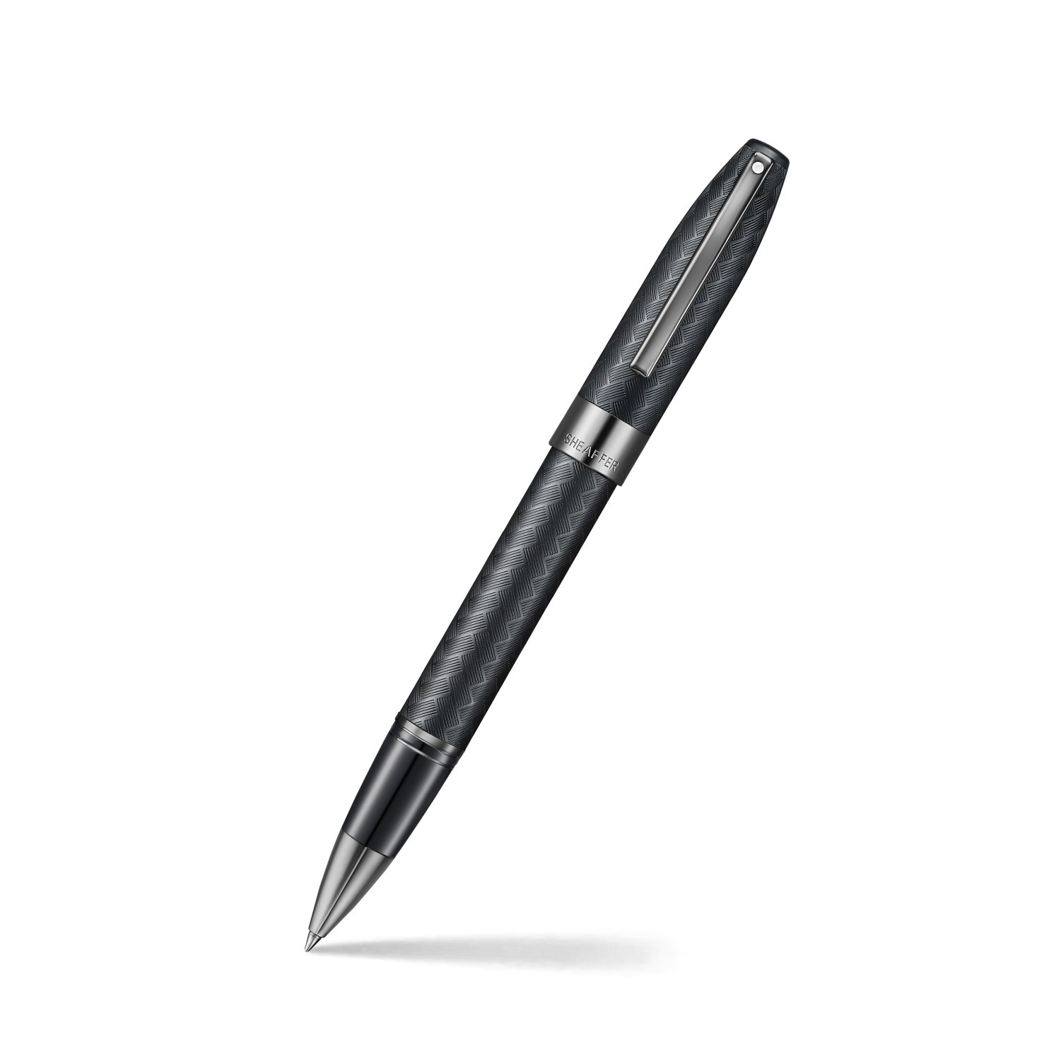 Sheaffer-Legacy-Chevron-9066-Matte-Black-RollerBall-pen-with-PVD-Gunmetal-Inlaid-Nib-and-Trims. only at Penshelf