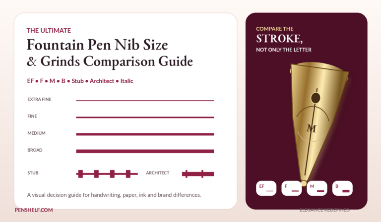 Fountain Pen Nib Size Comparison: The Ultimate Guide to EF, F, M, B, Stub & Architect Nibs