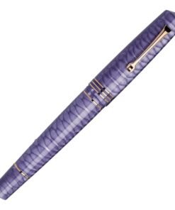 Leonardo MZ Grande 2.0 Dragon Skin Purple RGT with No. 8 14K gold Broad nib, piston filler, ebonite feed and 1.5 ml ink capacity.