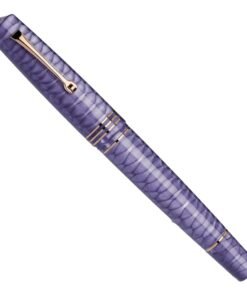 Leonardo MZ Grande 2.0 Dragon Skin Purple RGT with No. 8 14K gold Broad nib, piston filler, ebonite feed and 1.5 ml ink capacity.
