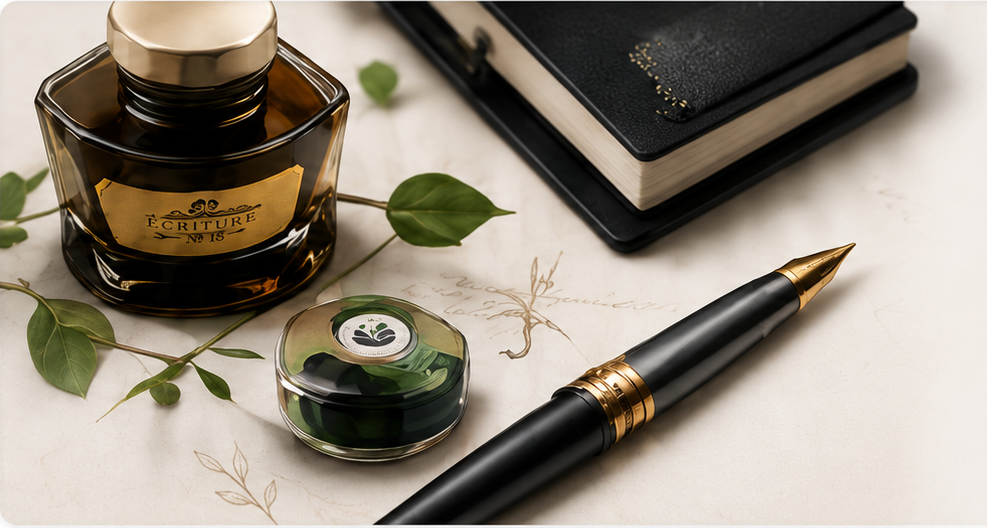 Notebook and fountain pen