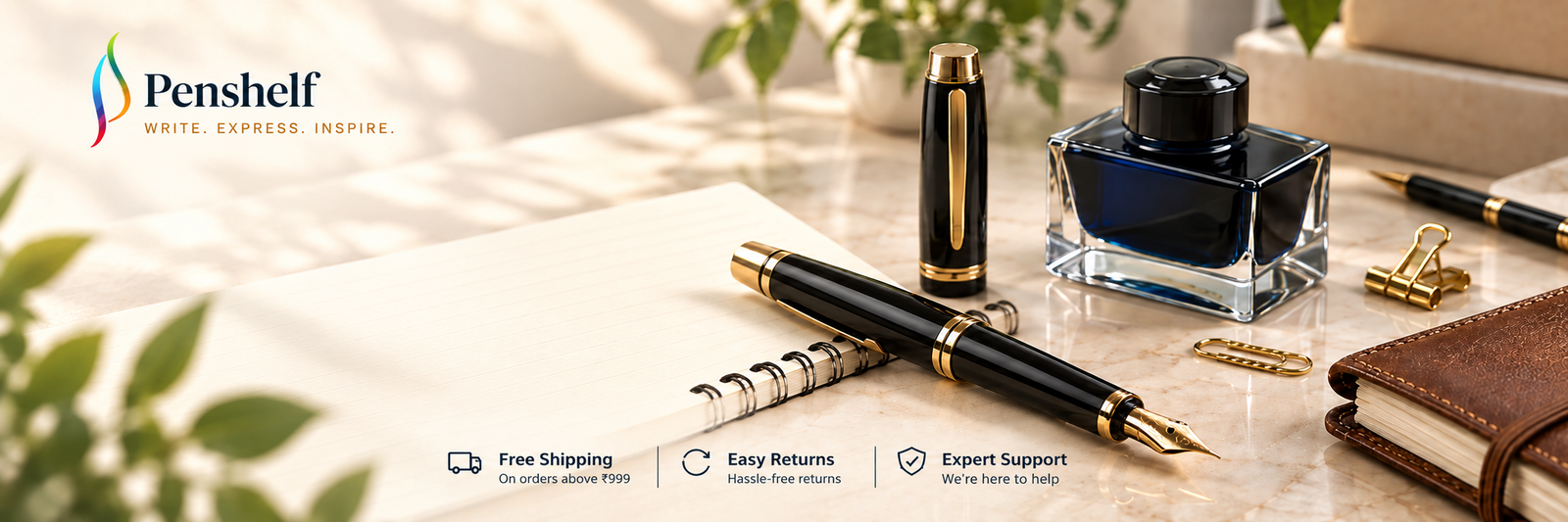 Penshelf premium fountain pen, ink, notebook and writing accessories